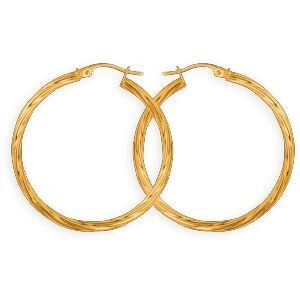 Créoles Or 375 Torsadées 30mm Tube 2mm