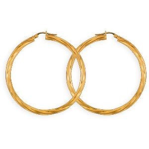 Créoles Or 375 Torsadées 40mm Tube 3mm