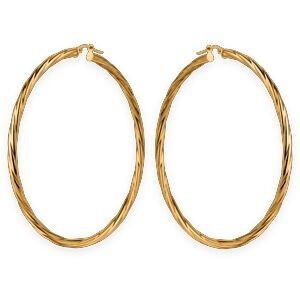 Créoles Or 375 Torsadées 70mm Tube 3m