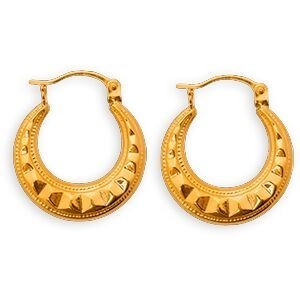 Créoles Or 375 Fantaisie 16mm Tube 4mm