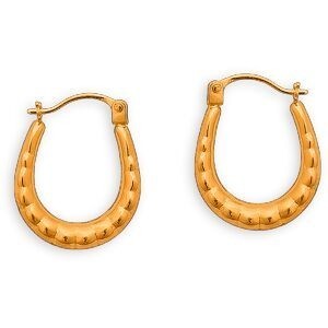 Créoles Or 375 Ovales Fantaisie 14*17mm Tube 3mm