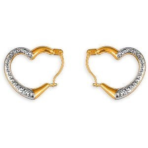 Créoles Or 375 Cœur Bicolore 15*17mm Tube 2.8mm