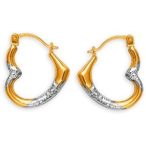 Créoles Or 375 Cœur Bicolore 15*17mm Tube 3.5mm