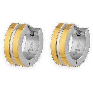 Créoles Acier Bicolores 13.5mm Tube 5mm