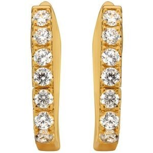 Créoles Plaqué Or Ovales Zirconium 2mm Serti Griffes 16*20mm Tube 3mm