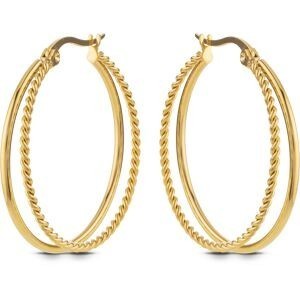 Créoles 30mm Lisses Torsadées Tubes 1.5mm Acier Jaune