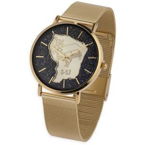Montre Homme G97 36mm Cadran Doré Noir Carte Guyane Carbet Doré Brac Mesh Doré 17.5mm 3atm