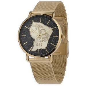 Montre Homme G97 36mm Cadran Doré Carte Guyane Orpailleur Doré Brac Mesh Doré 17.5mm 3atm