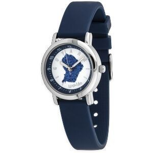 Montre Enfant Carte Guyane Bleu Cadran Blanc 28mm Brac Caoutchouc Bleu 3 Atm