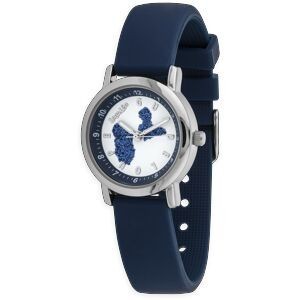 Montre Enfant Carte Guadeloupe Bleu Cadran Blanc 28mm Brac Caoutchouc Bleu 3 Atm