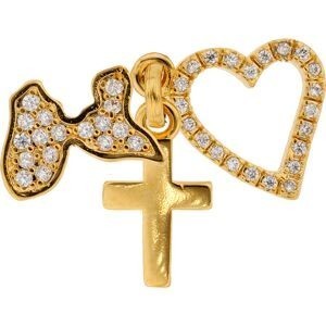 Pendentif Plaqué Or Zirconium Carte Guadeloupe Croix Cœur 20mm Avec Bélière