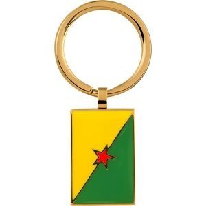 Porte Clé Acier Jaune Plaque 20*30mm Drapeau Guyane Email Multicolore