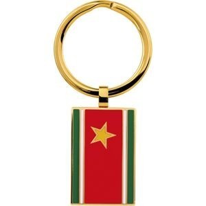 Porte Clé Acier Jaune Plaque 20*30mm Drapeau Guadeloupe Email Multicolore