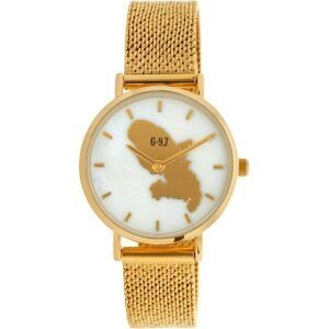 Montre Femme G97 30mm Cadran Nacre Carte Martinique Bracelet  Mesh Doré 14mm 3ATM