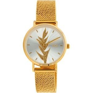 Montre Femme G97 30mm Cadran Argenté Balisier Bracelet Mesh Doré 14mm 3ATM