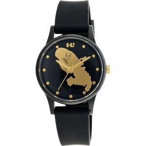 Montre Unisexe G97 33mm Cadran Noir Carte Martinique Doré Bracelet Plastique Noir 16mm 5ATM