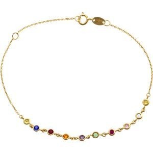 Bracelet Or 375 Motifs Ronds Pierres Tuti Frutti 17 à 20cm