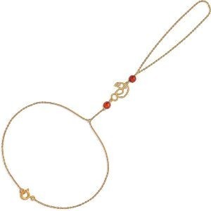 Chaîne Main Or 750 0.80mm 19cm Toucan 9*12mm Cristal Grenat 5.5mm