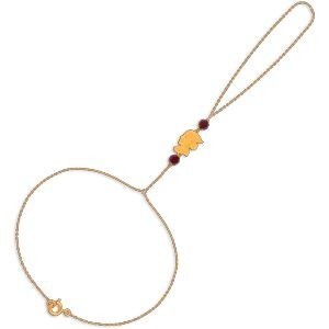 Chaîne Main Or 750 19cm Cayennaise 7.5*10mm Cristal Grenat 4mm