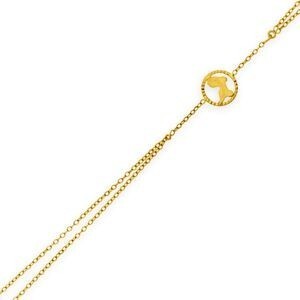 Chaîne Main Or 375 1.3mm 18cm Carte Guadeloupe Cerclée 11mm