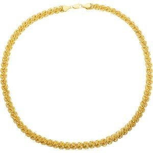 Collier en plaqué or à maille macaron 9 mm, longueur 60 cm.