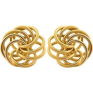 Boucles d’oreilles puces maille macaron 13,5 mm en plaqué or, au design texturé et lumineux.