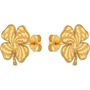 Boucles d’oreilles puces trèfle éclair 1,4 × 1,4 cm en plaqué or, au design original et moderne.
