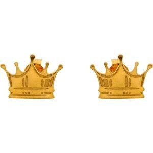 Boucles d’oreilles puces couronne en plaqué or, 1,3 × 1 cm, au design raffiné et élégant.