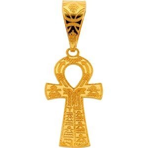 Motif Croix Égyptienne en plaqué or, 3,5 × 1,8 cm, élégant et symbolique. 