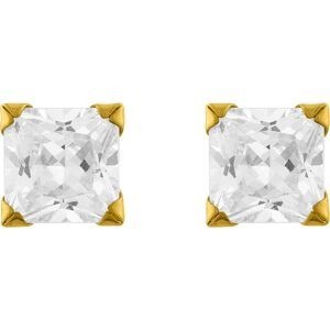 Boucles D'oreilles Or375 Zirconium Carré 5mm