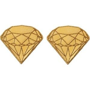 boucles d’oreilles puces motif diamant en plaqué or, format 1,5 × 1,3 cm, au design élégant et lumineux.