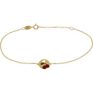Bracelet Callas plaque ronde avec cerise et coeur ajouré 17 plus 3 centimètres