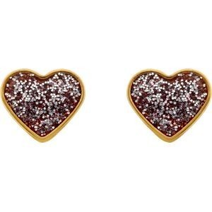 BOUCLES D'OREILLES COEUR ROSE PAILLETE
